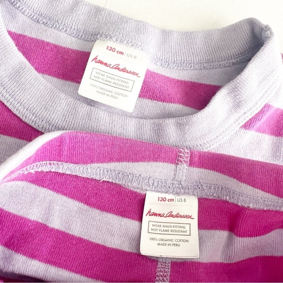 Hanna Andersson Pajama Set Stripe Shorts Organic Cotton size 8 130 sleep wear pj - Picture 2 of 3